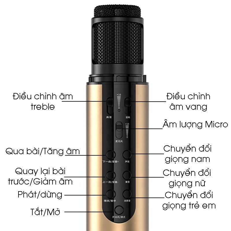 Micro Không Dây Hát Karaoke Cực Hay Kết Nối Bằng Bluetooth K1 - Hàng Chính Hãng