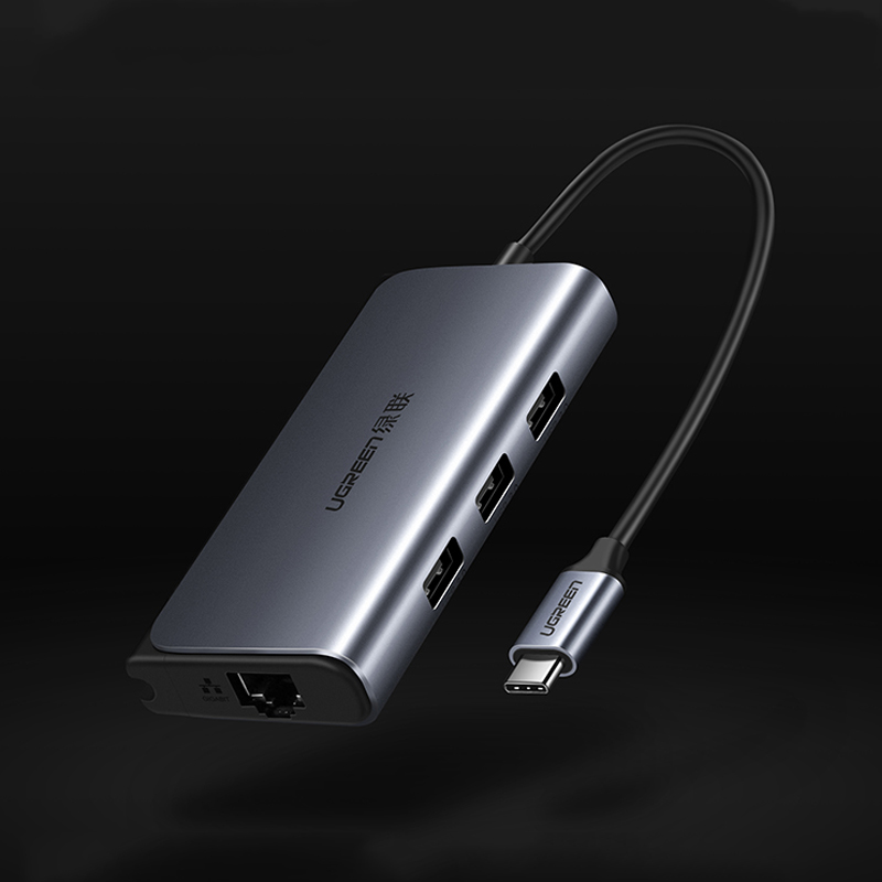 USB-C to LAN 100/1000Mbps Kèm HUB 3 Cổng USB 3.0 Ugreen 50252 - Hàng Chính Hãng