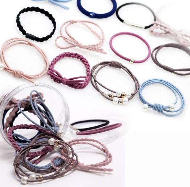 Hộp 12 dây buộc tóc đơn giản Hàn Quốc