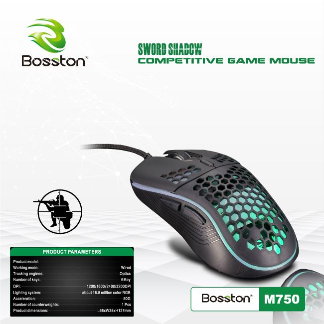 Chuột Bosston M750 LED Gaming - màu ngẫu nhiên - hàng nhập khẩu