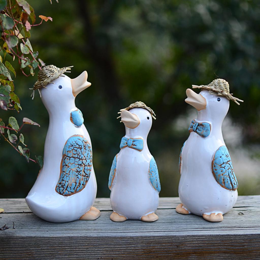 Garden Ceramic Duck Ornament Indoor Outdoor Statue Sculpture Decor