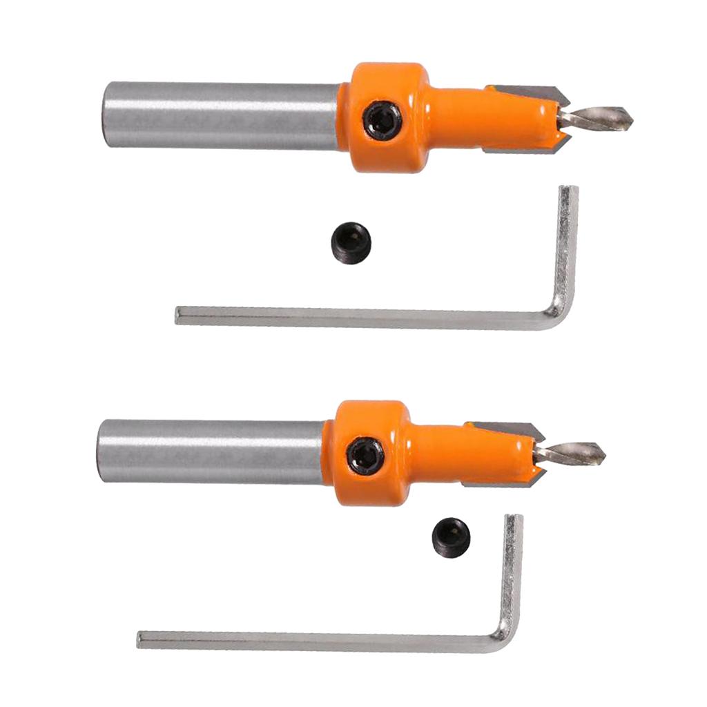 2PCS 8mm Shank High-Speed Alloy Countersink Drill Bits Woodwoking DIY, 3mm & 4mm