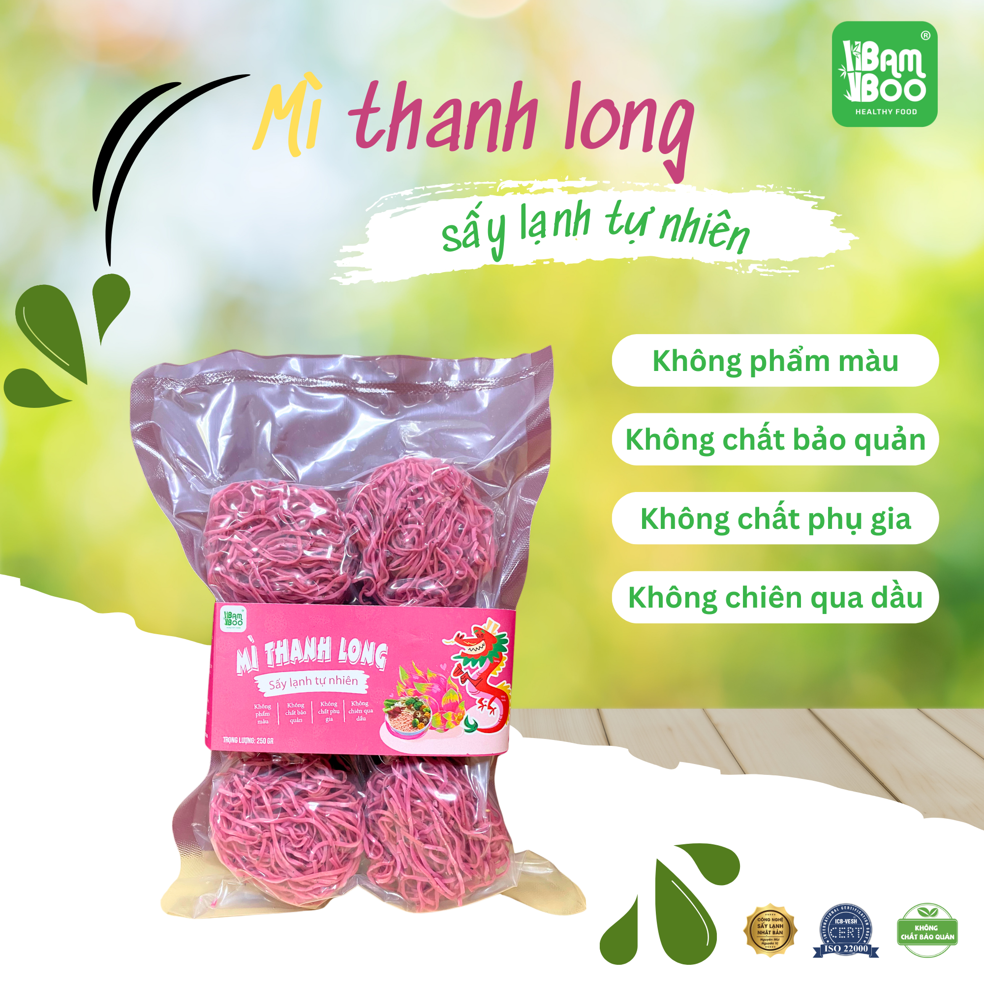 Mì thanh long Bamboo Food sấy lạnh tự nhiên 250g