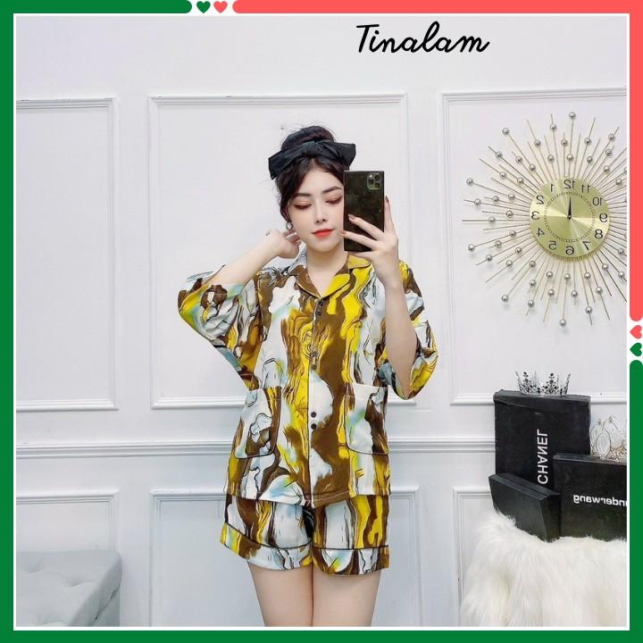 Đồ Bộ Pijama Nữ Đồ Ngủ Đồ Bộ Pijama Mặc Nhà Áo Tay Lở Quần Đùi Dễ Thương Họa Tiết Sang Trọng DBTNQD002