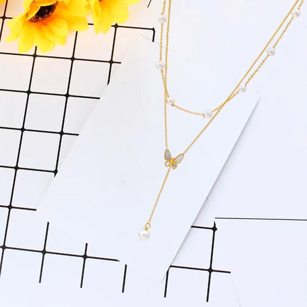 2021 2-layer Butterfly Chain Pendant Necklace Choker Women Jewelry Gifts