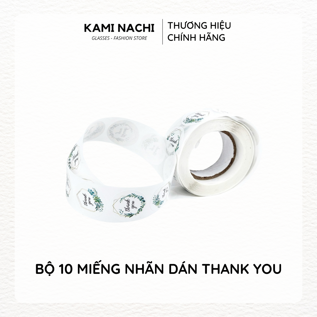 Bộ 10 miếng nhãn dán decal hình tròn chữ cảm ơn KAMI NACHI