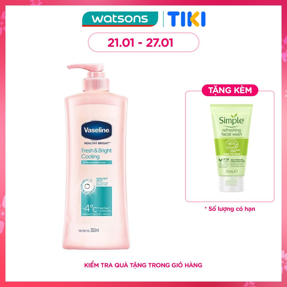 Gel Dưỡng Thể Vaseline Fresh & Bright Cooling Dưỡng Sáng Mát Lạnh 350ml