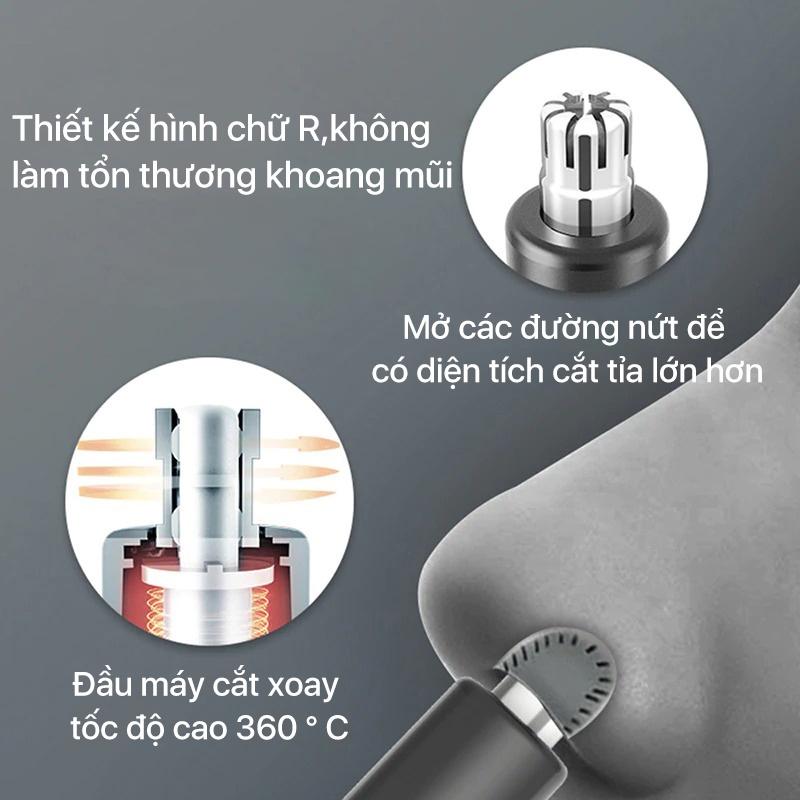 Máy tỉa lông mũi ShowSee C1-BK cầm tay có thể tháo rời với dao cắt hai lưỡi xoay 360 ° - Hàng chính hãng