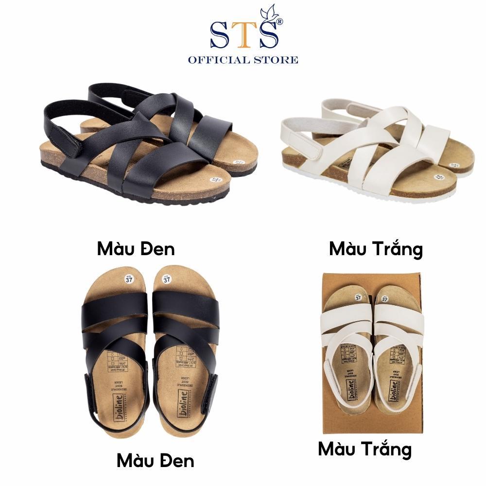 Giày Sandal Nam Nữ DA BÒ THẬT NGUYÊN TẤM Dép Đế Trấu Quai Ngang Khóa Dán Unisex Birken ST21