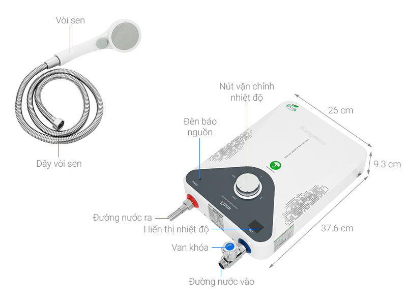 Bình nước nóng hồng ngoại xa Kangaroo KG588W - Hàng Chính Hãng