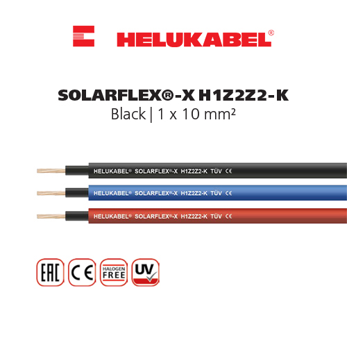 Dây cáp DC HELUKABEL SOLARFLEX-X H1Z2Z2-K | Black | 1 x 10 mm²
