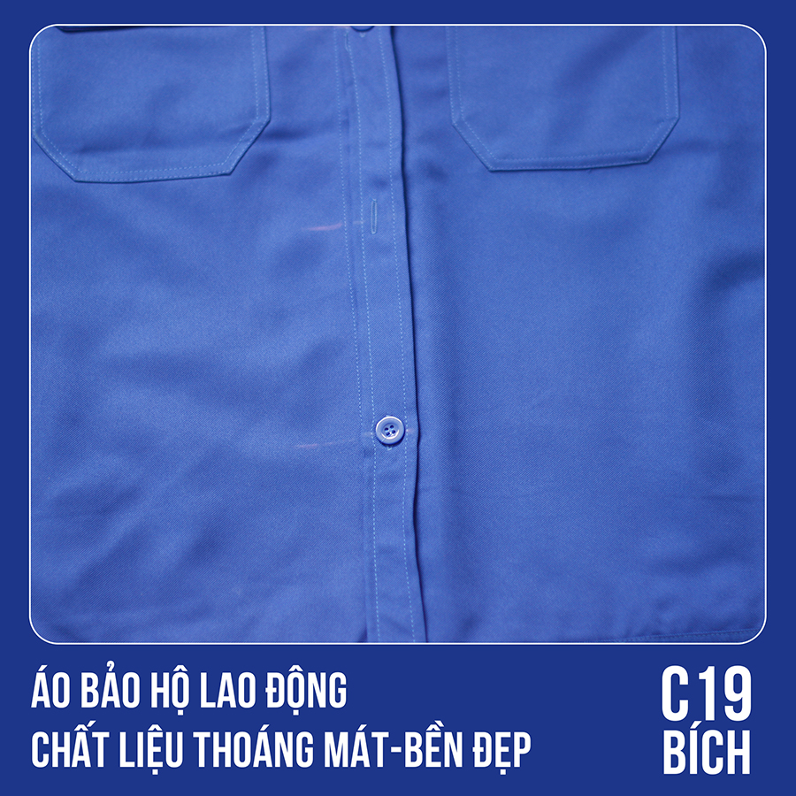 Áo bảo hộ lao động, chất liệu thoáng mát, bền đẹp - Mã C19 (Bích)