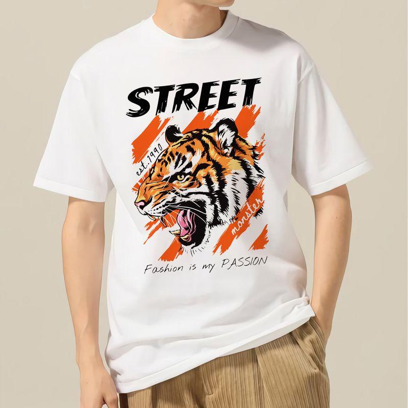 Áo thun unisex mặt hổ "Street fashion is my passion" vintage size XS-3XL 100% cotton