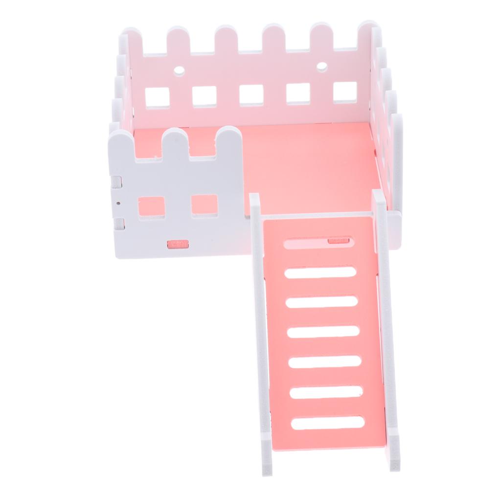 Wooden Hamster House Hideout Hideaway Exercise Toys for Rat Mouse pink
