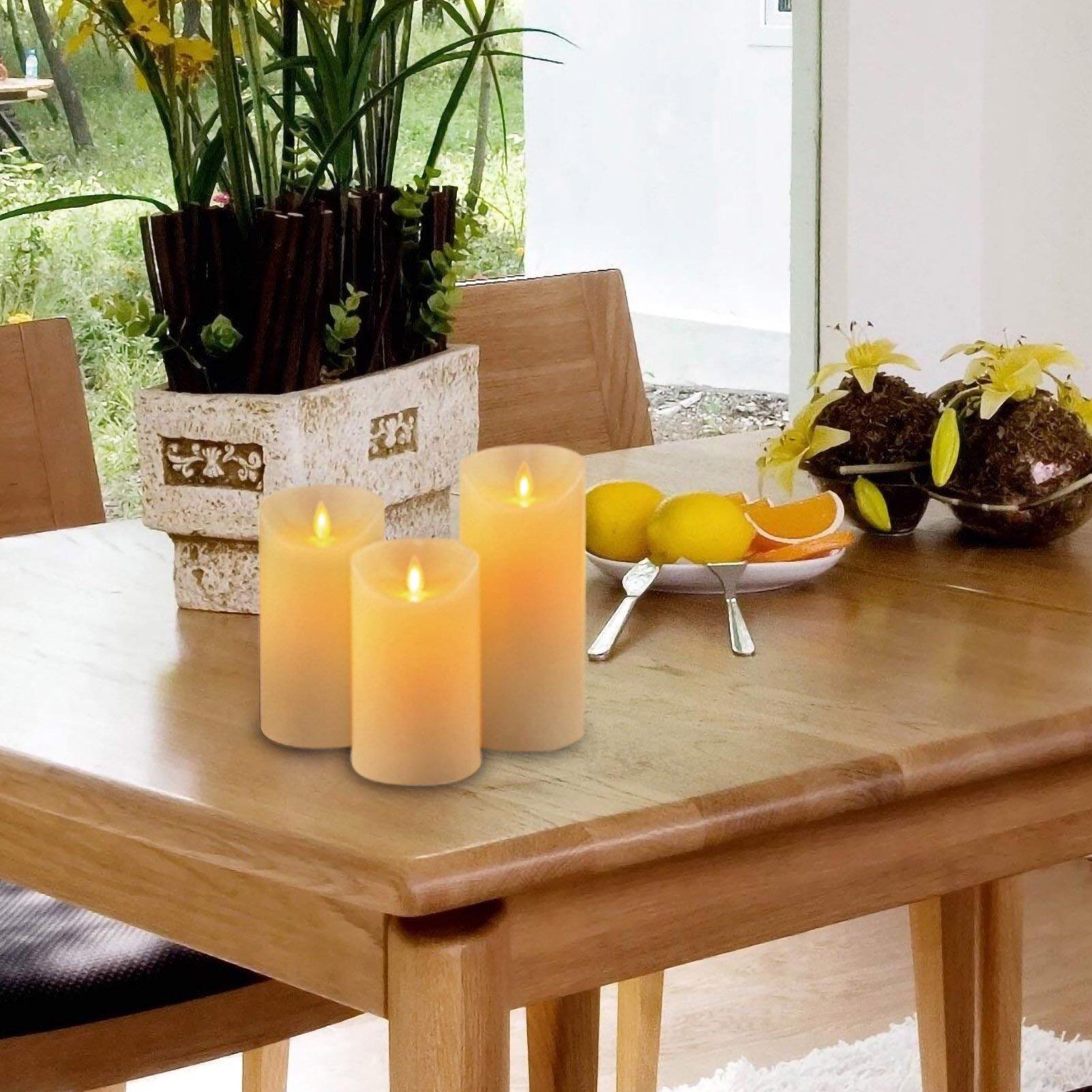 Bộ 3 Đèn Giáng Sinh Chiếu Sáng Trắng Ấm Có Điều Khiển Từ Xa Nến Không Lửa Pin Hoạt Động