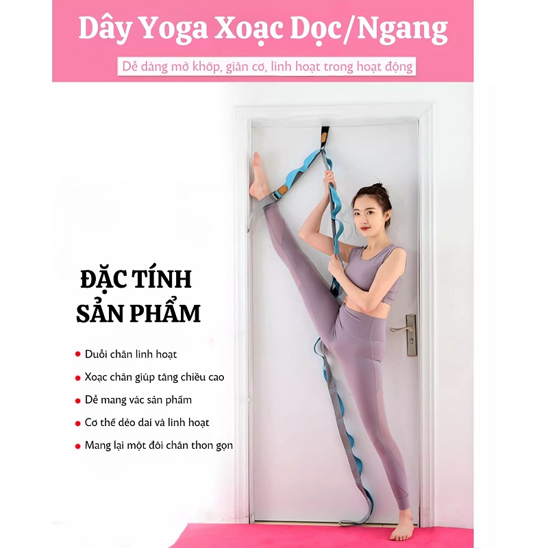 Dây tập xoạc dọc mở khớp háng yoga cotton dài 3m đa năng treo cửa , tập yoga giúp cơ thể dẻo dai, linh hoạt