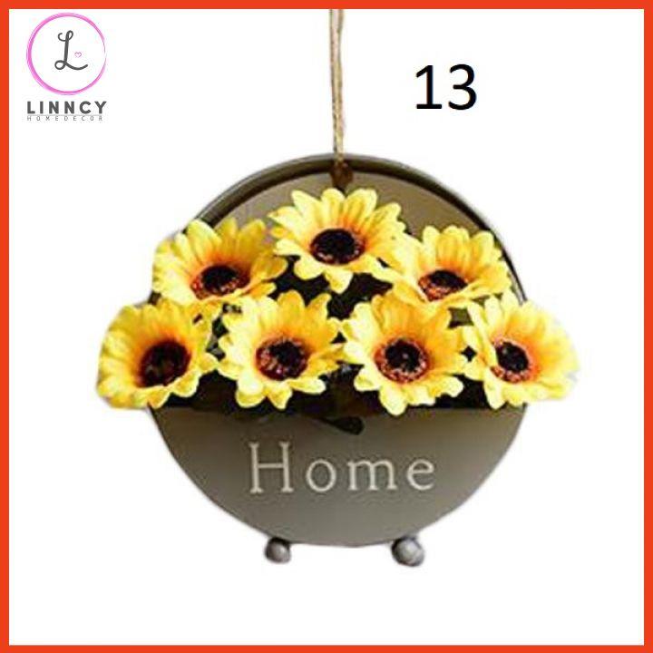 Lẵng hoa, giỏ hoa lụa treo tường chữ Home nhiều mẫu trang trí