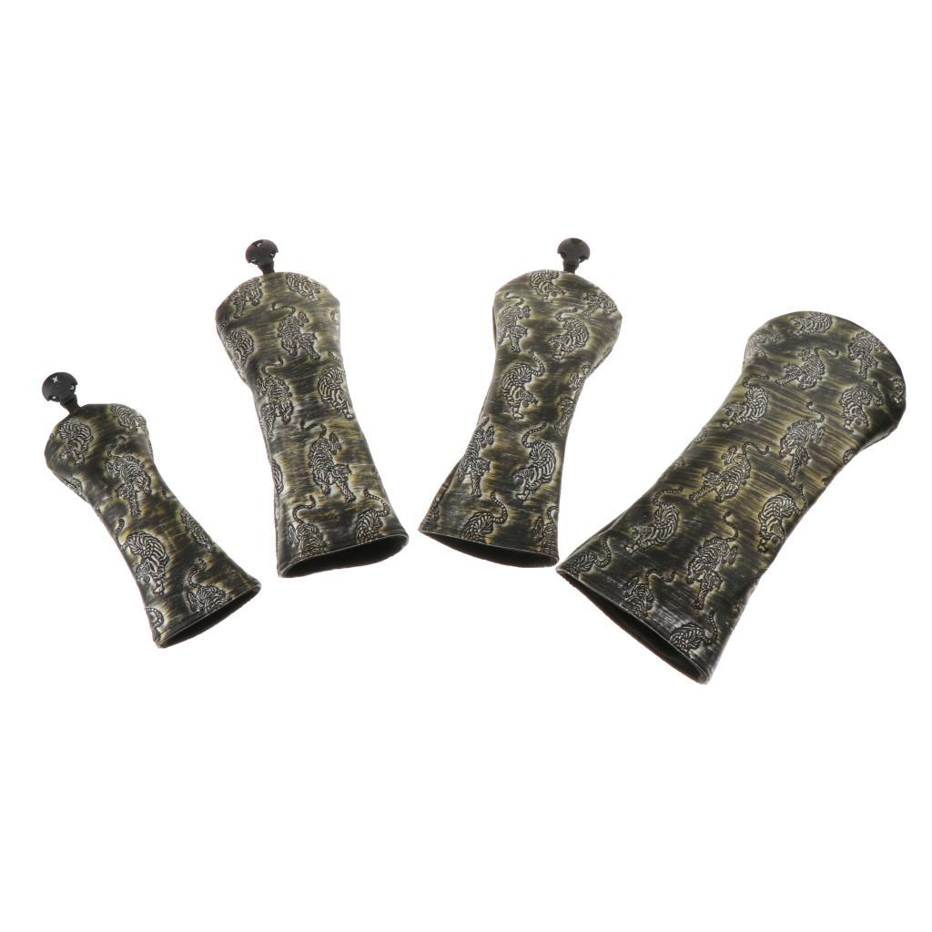 Golf Head Covers PU Leather Fashion Design Golf Club Headcover Set with Numbered Tags for 1 3 5 UT Driver/Hybrid/Fairway Wood