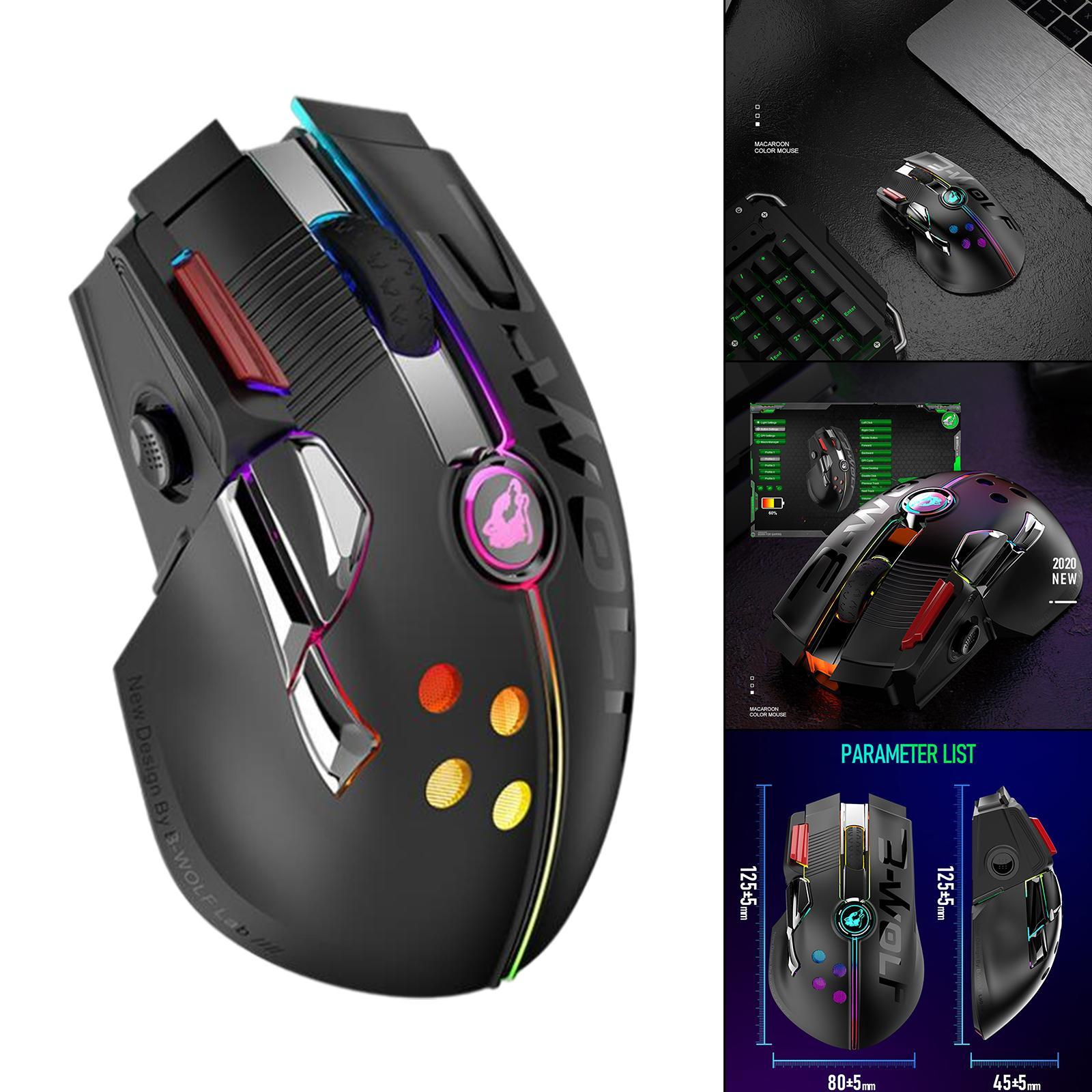2.4G USB   Wireless RGB LED Gaming Mouse Mice 12000DPI for Gamer Black