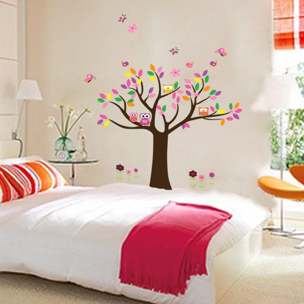 Decal dán tường cây hạnh phúc đầy màu sắc vui tươi