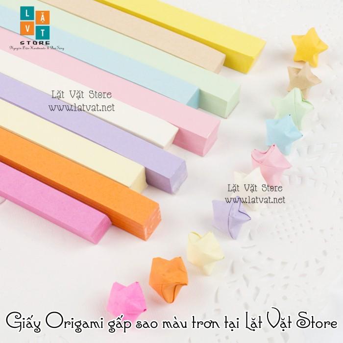 90 tờ giấy gấp sao đơn sắc, màu tuỳ chọn - Origami paper Star - Handmade - Điều ước