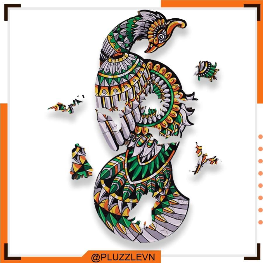 PLUZZLE Bộ xếp hình gỗ đồ chơi puzzle ghép hình con vật độc đáo - Con Công - PZ065