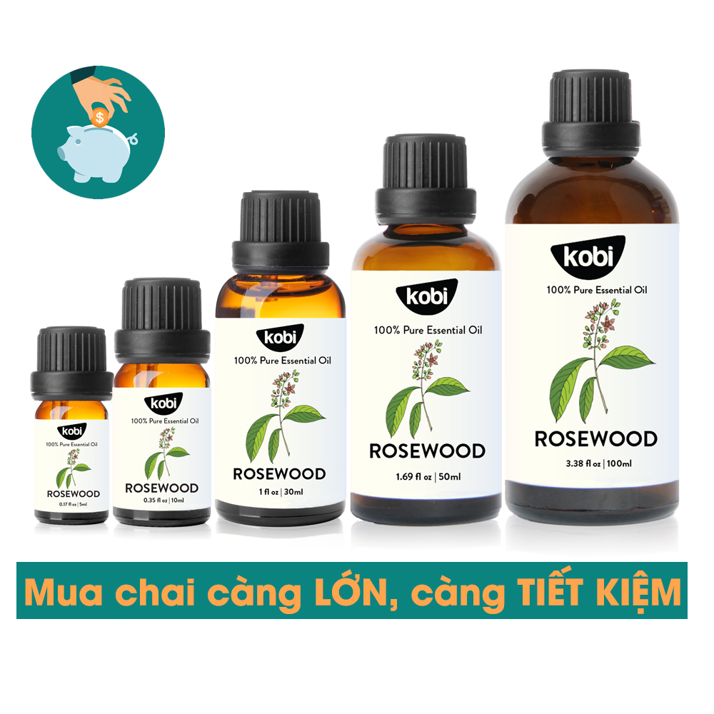 Tinh dầu Gỗ hồng Kobi Rosewood essential oil giúp đuổi muỗi, khử mùi, làm thơm phòng -5ml