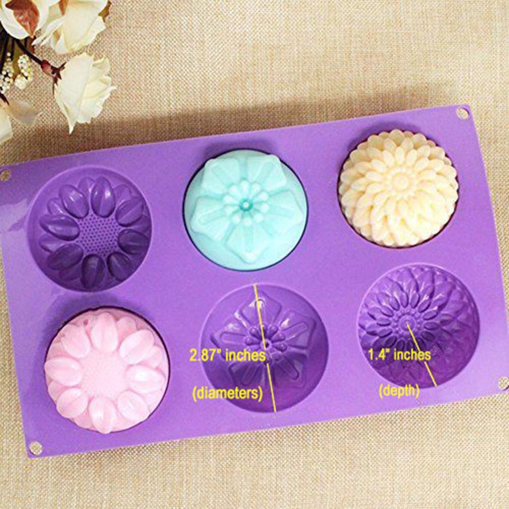 Khuôn silicone tạo hình hoa làm bánh kẹo 6 ngăn đa dụng