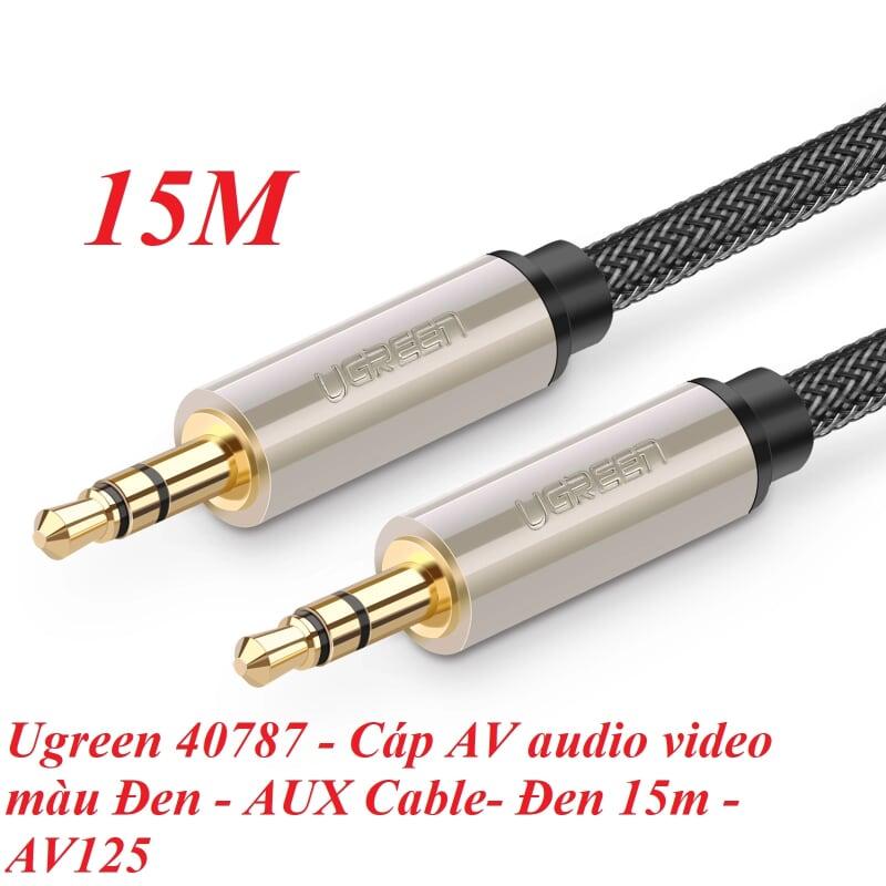 Ugreen UG40787AV125TK 15M màu Đen Cáp âm thanh 2 đầu 3.5mm dương đầu bọc kim loại cao cấp - HÀNG CHÍNH HÃNG