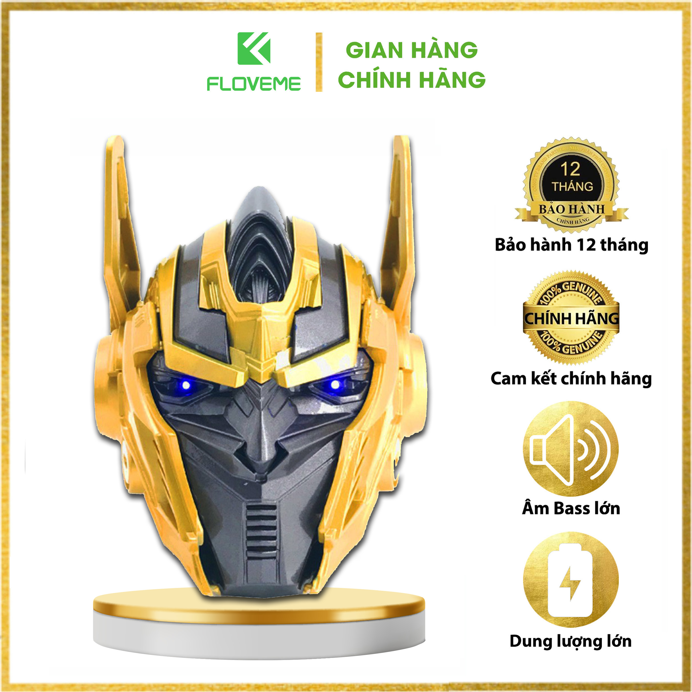 Loa bluetooth không dây Floveme MK 91 Optimus Prime cao cấp , Pin 1200mAh , Mắt có Đèn Led ,Âm Thanh Chuẩn Siêu Ngầu-Hàng Chính Hãng