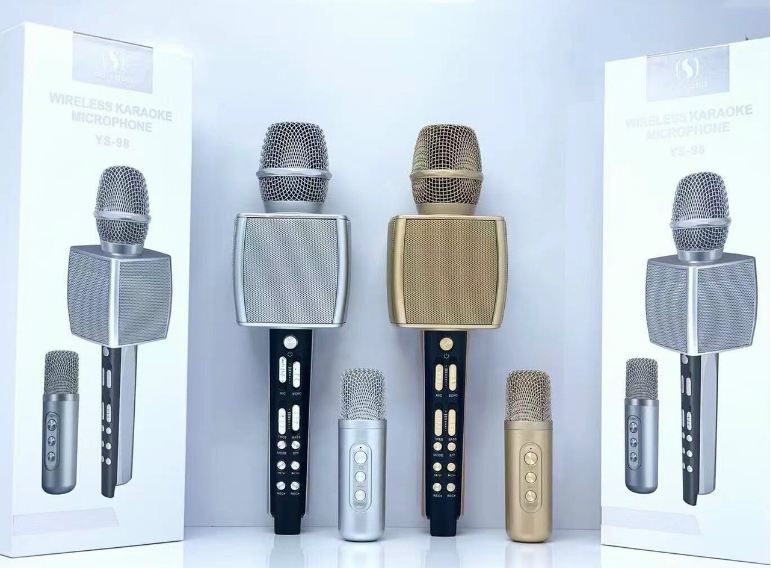 MiCRO Karaoke kèm Loa bluetooth SU-YOSD YS-98: Công suất 7W, Thiết kế có thêm 1 micro phụ để hát song ca, Micro livsstream