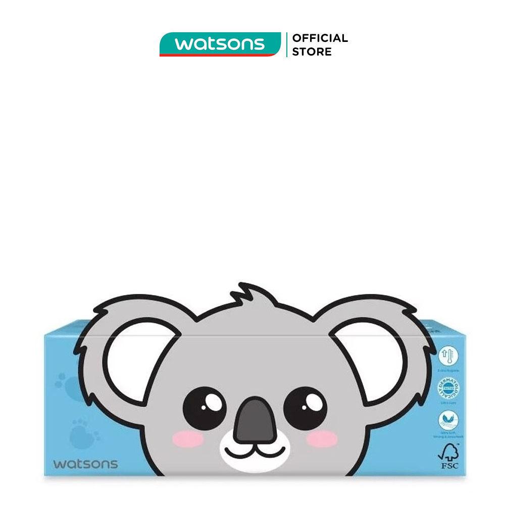 Khăn Giấy Hộp Watsons Facial Box Tissue 3ply x 100s (Koala+Penguin)(Hình Ngẫu Nhiên)