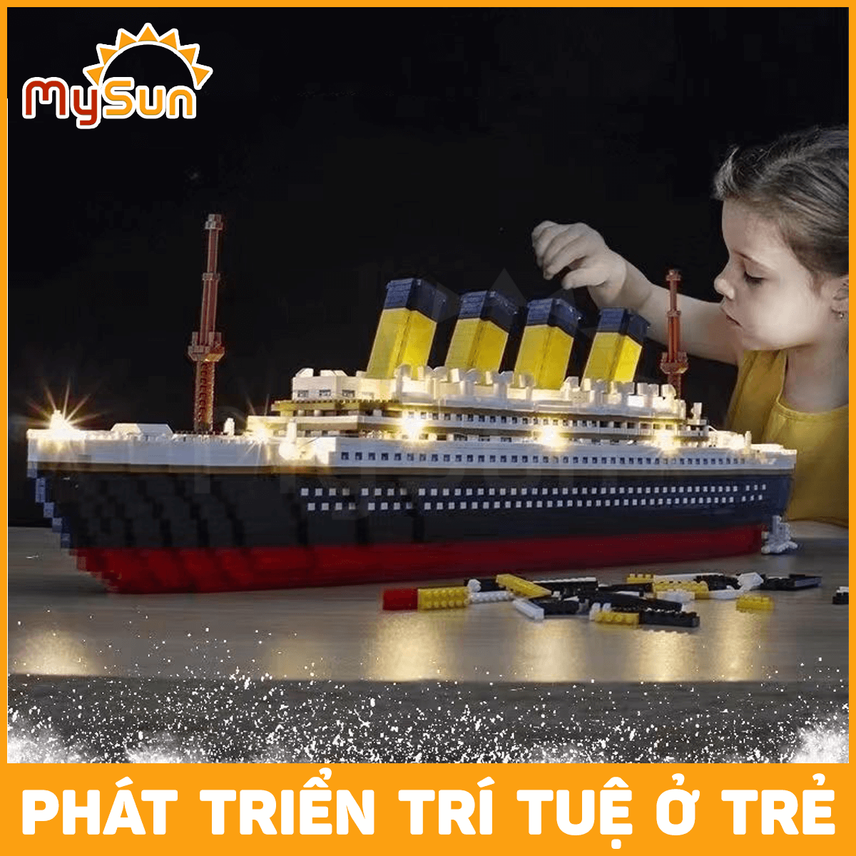 Mô hình tàu TITANIC đồ chơi khổng lồ lắp ráp bằng nhựa bộ xếp ghép hình thuyền cho bé MySun