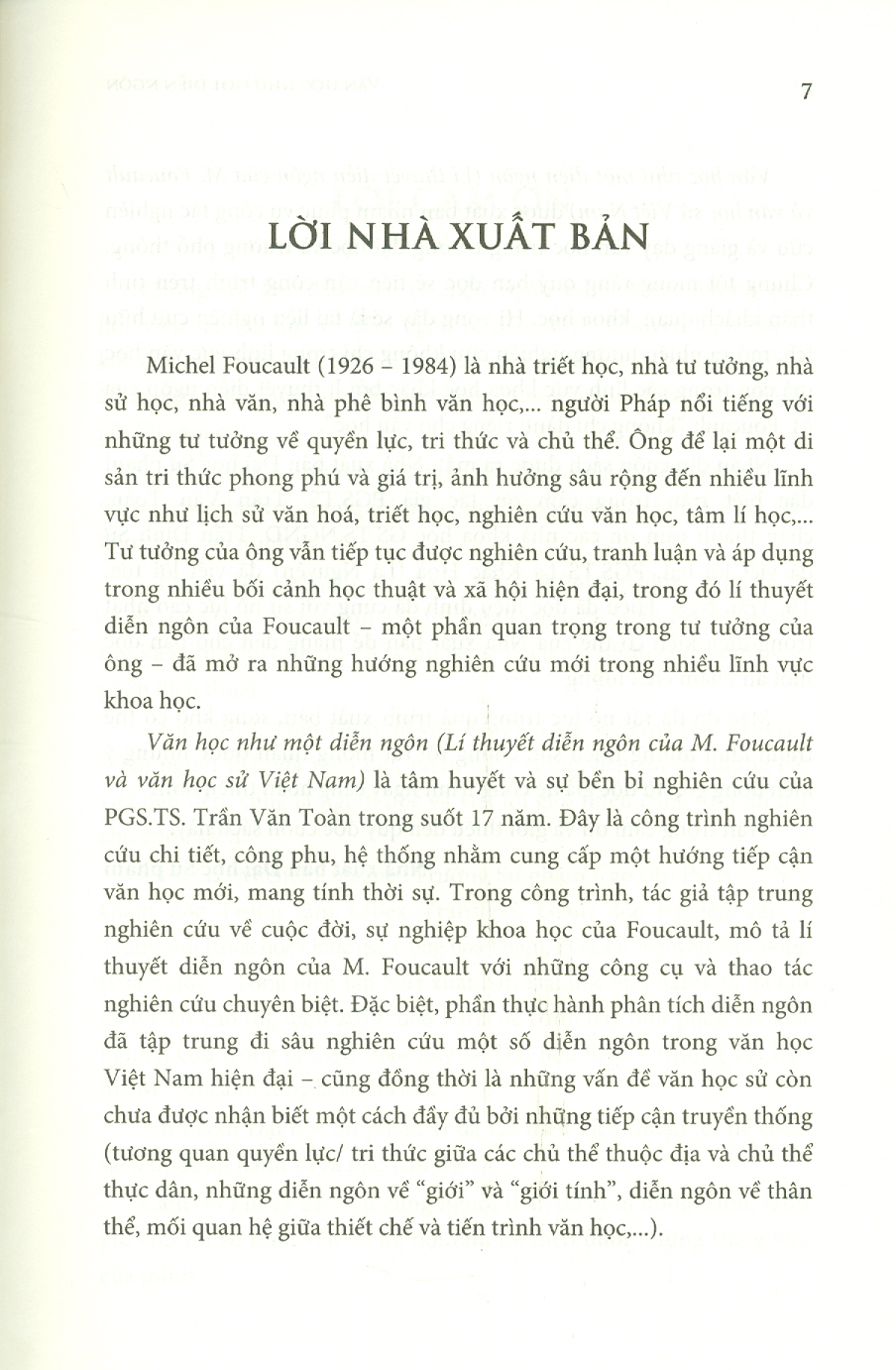 Văn Học Như Một Diễn Ngôn - Lý Thuyết Diễn Ngôn Của M.Foucault Và Văn Học Sử Việt Nam (Bìa cứng) - Trần Văn Toàn (ĐHSP)