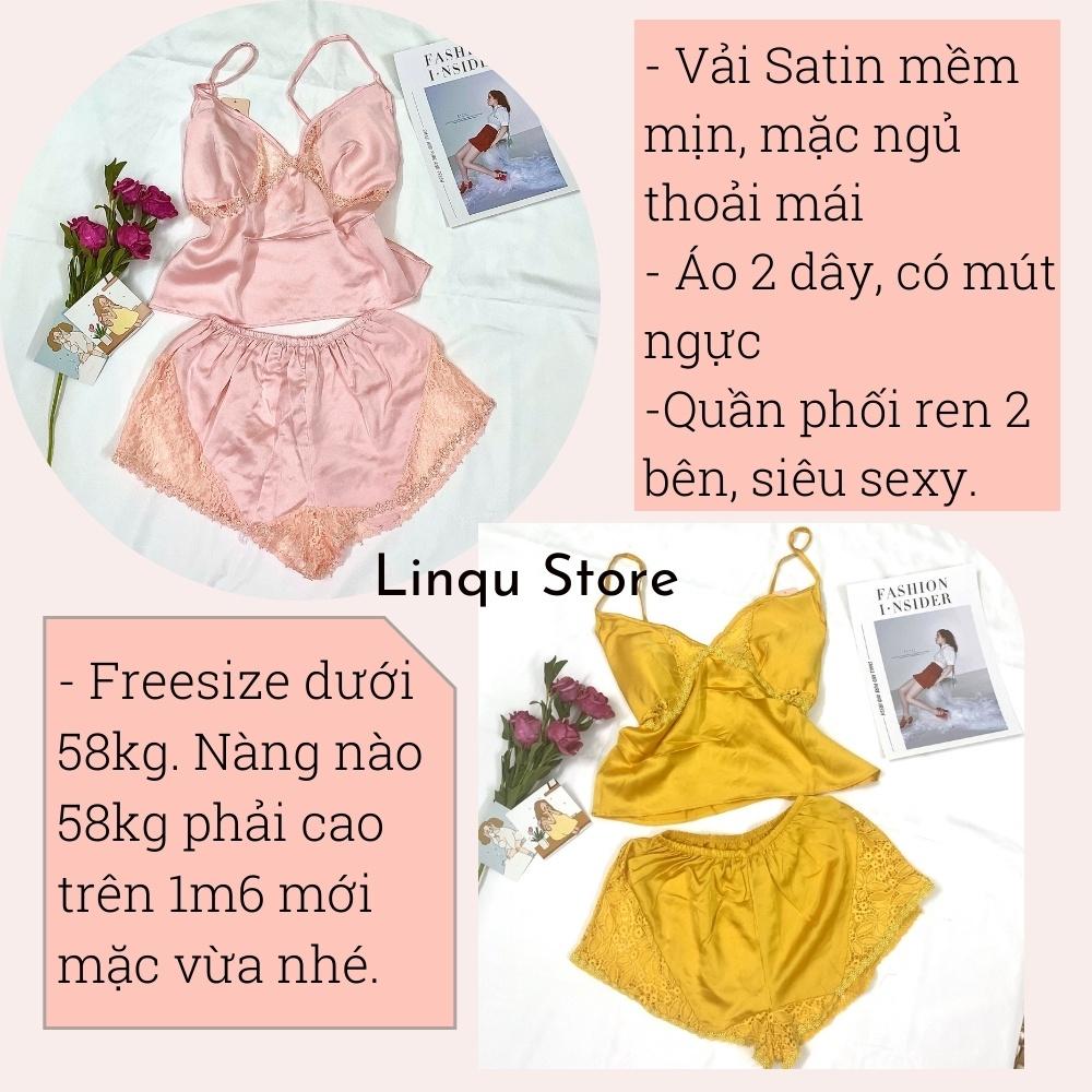 Đồ Ngủ Sexy Nữ Áo 2 Dây Phối Ren Siêu Gợi Cảm Freesize