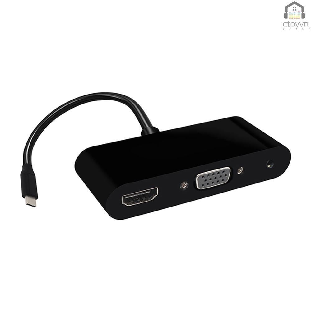 Bộ chuyển đổi USB-C Type-C sang HD VGA 3.5mm 3 trong 1 với cổng USB 3.0