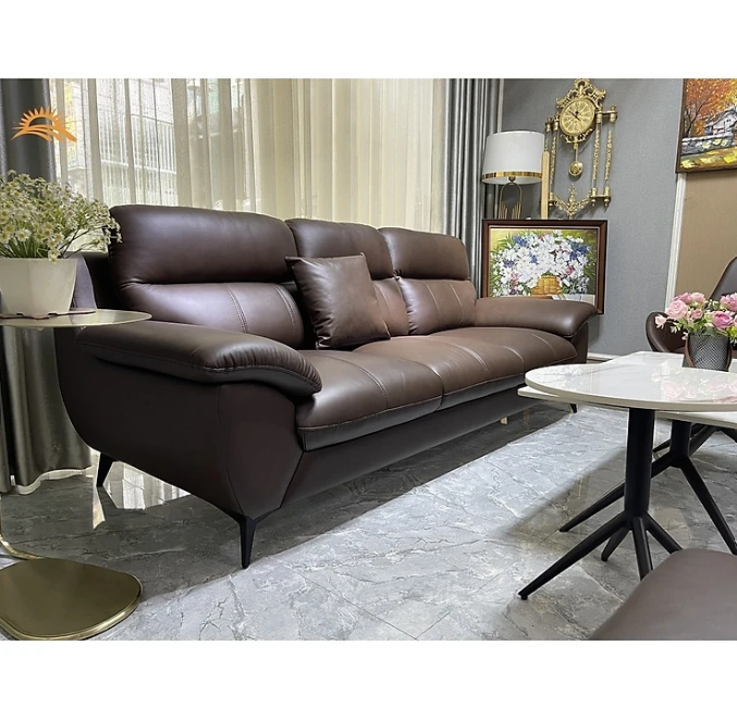 Combo ghế sofa da bò Italy Tundo màu nâu – SFCT01 2m hàng cao cấp chuẩn da bò nhập khẩu Ý