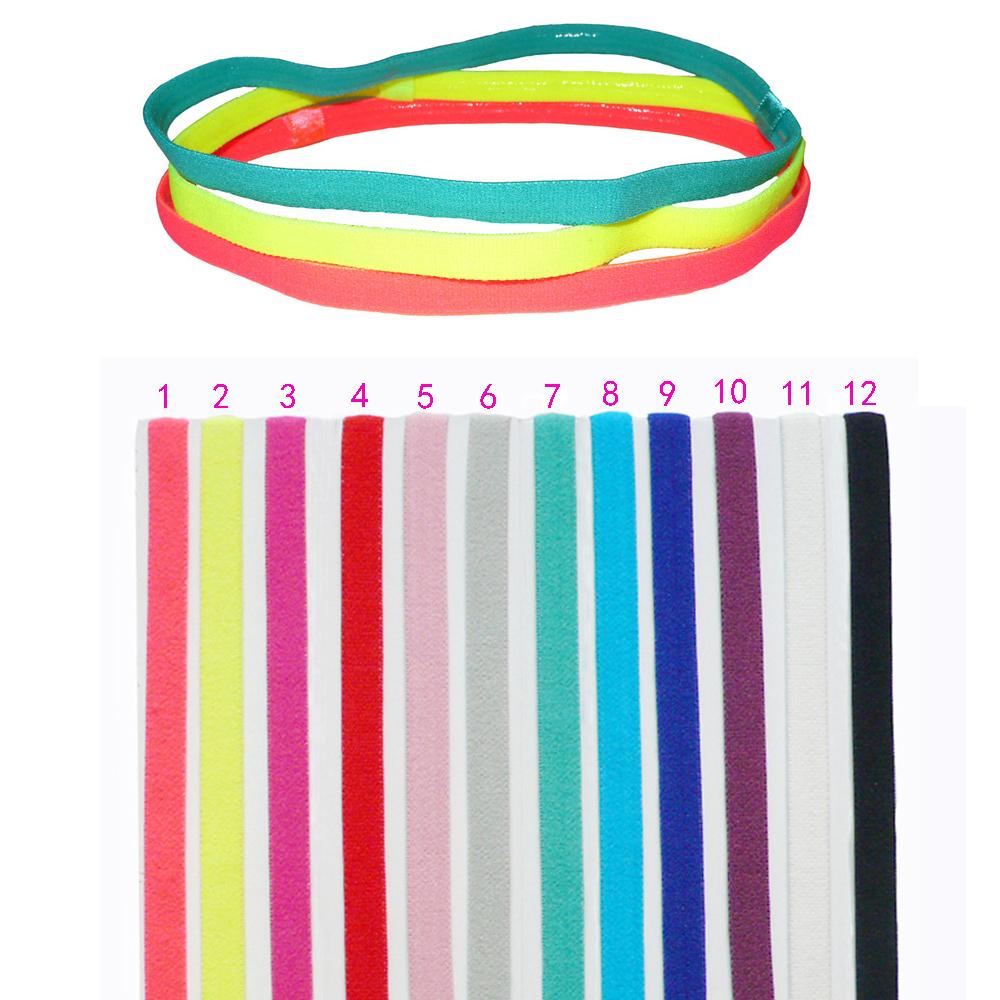 Băng đầu đàn hồi thể thao cao su chống trượt cho nữ nam Yoga Bands thể thao ngoài trời chạy bóng đá kéo dài dây đeo mồ hôi Color: Blue
