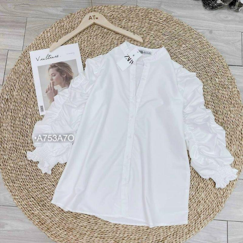 ÁO SƠ MI TRỤ TAY NHÚN PHỒNG