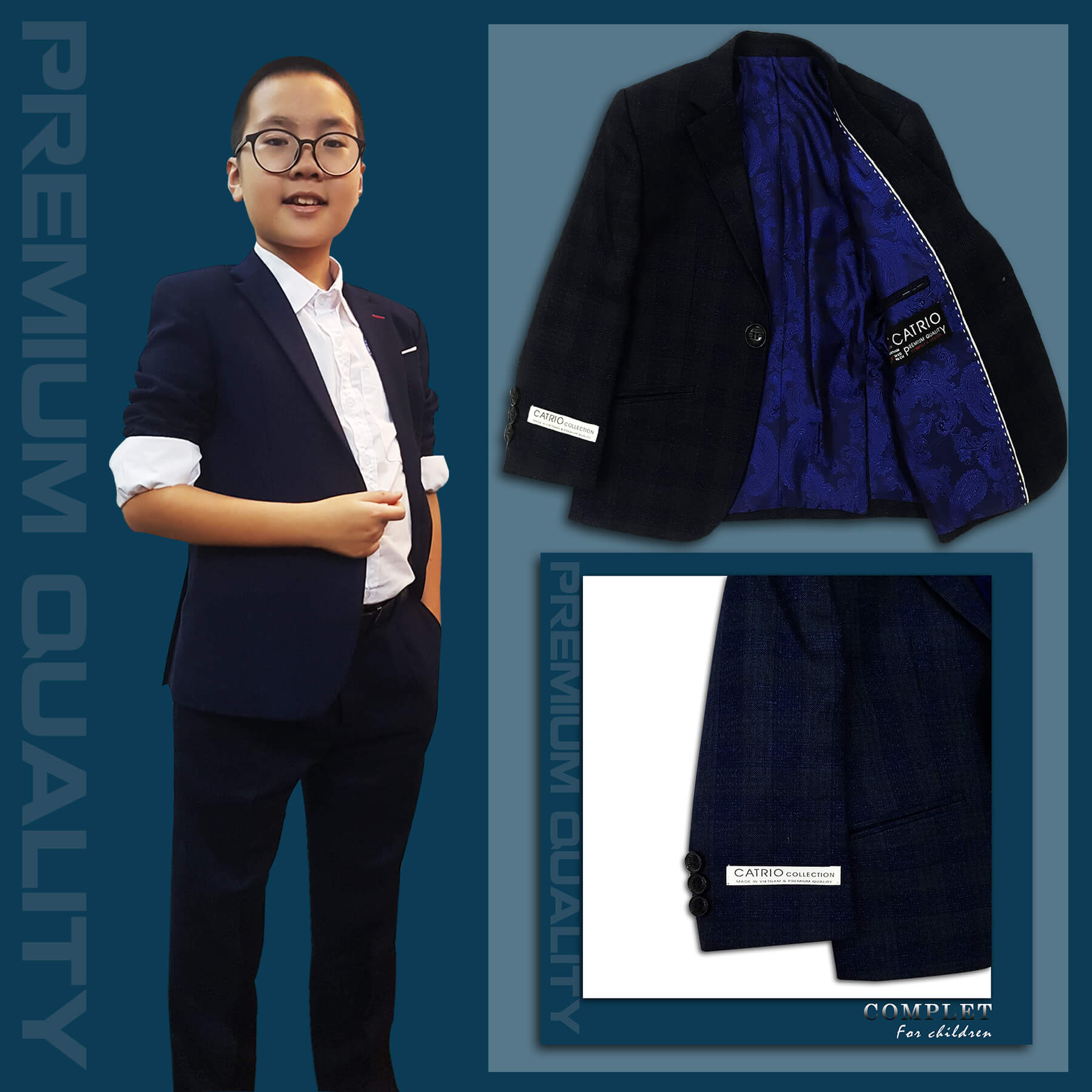 BỘ ĐỒ VEST BÉ TRAI CATRIO ACT681 TỪ 2 TUỔI ĐẾN 8 TUỔI THUỘC BST QUẦN ÁO COMPLET VESTON TRẺ EM CATRIO 2021