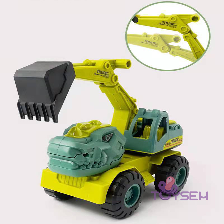 Xe đồ chơi mô hình khủng long - xe cẩu đất đồ chơi cho bé - Xe chở thú bằng nhựa - Quà tặng sinh nhật cho bé