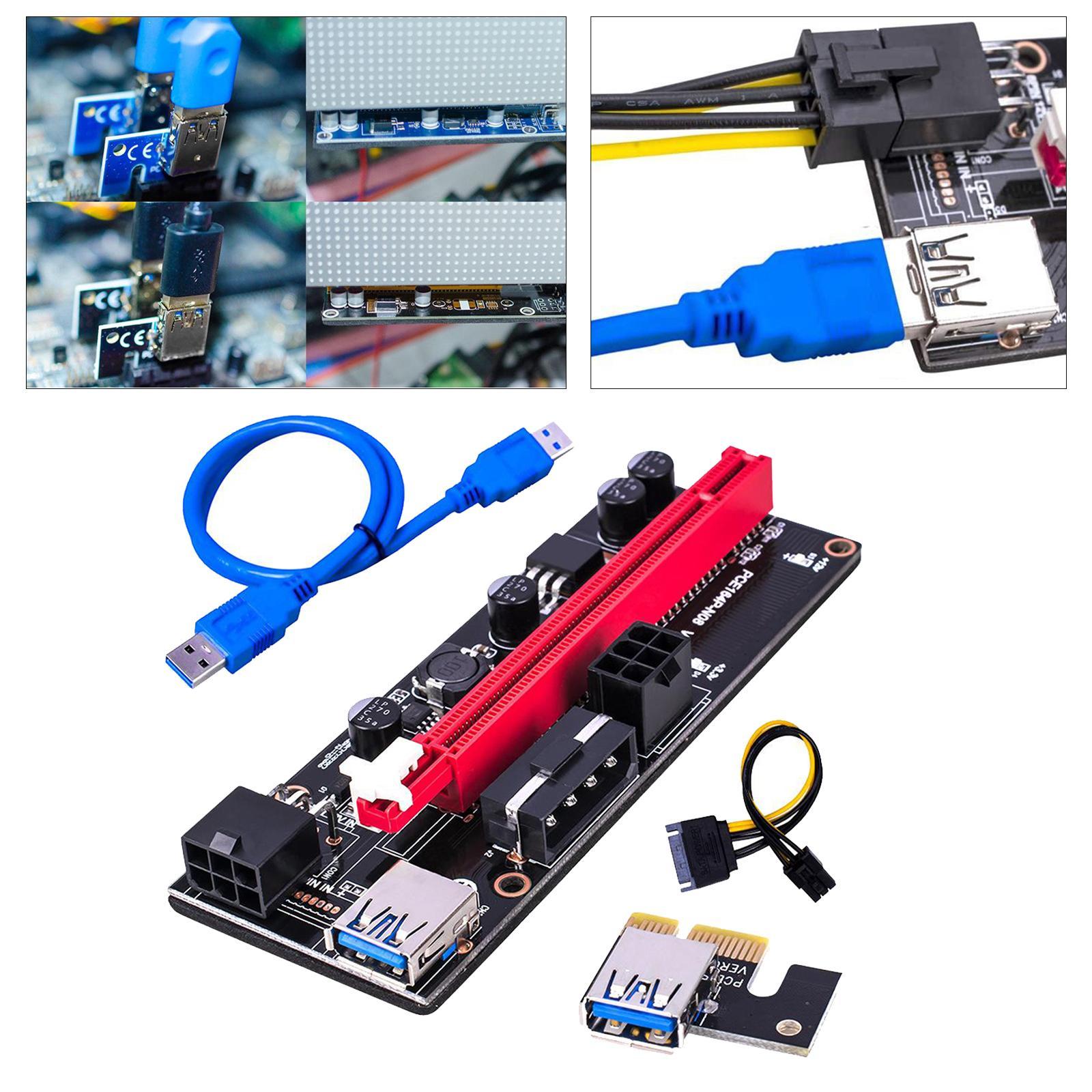 PCI-E VER 009S 1x to 16x Graphic Extension USB 3.0 Adapter Blue 2x