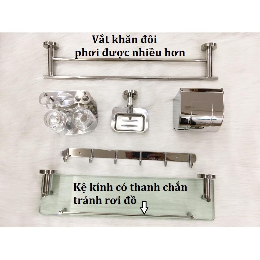 Bộ phụ kiện gương nhà tắm cao cấp hàng dày đẹp loại 1 chuẩn inox 304