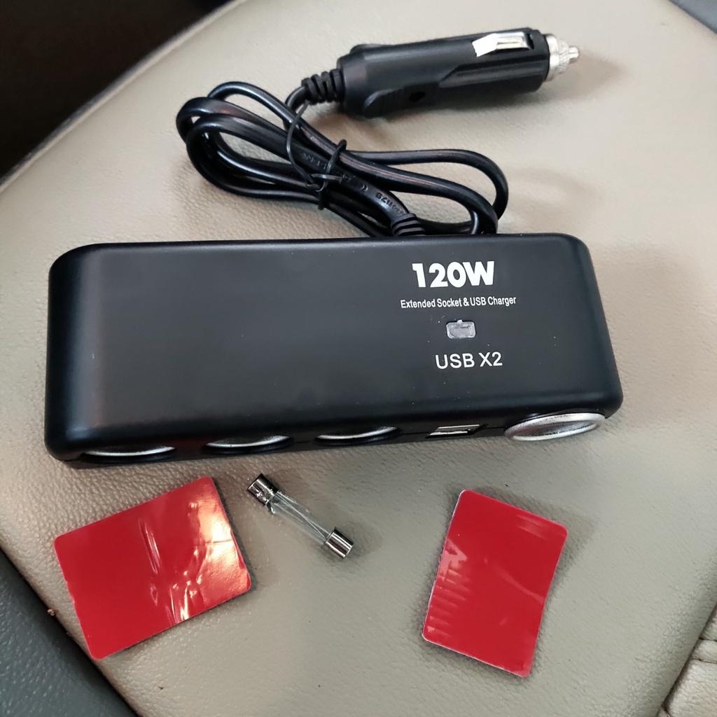 (LOẠI TỐT) Thiết bị bộ chia cốc tẩu sạc xe hơi ô tô 4 cổng USB kép hỗ trợ sạc nhanh điện thoại đa năng 120w 12v-24v chống cháy