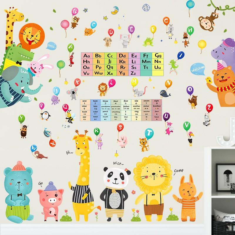 DECAL CHO BÉ _ Decal THÚ dán tường Combo tranh ghép trang trí phòng trẻ em hình động vật ngộ nghĩnh SIÊU ĐẸP