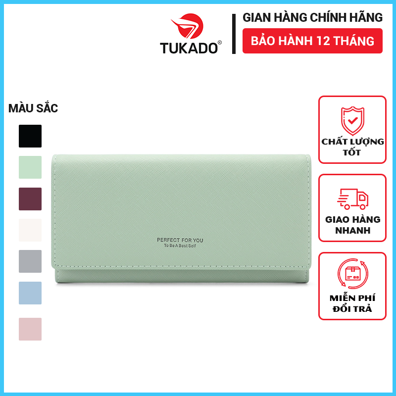 Ví dài nữ cầm tay thời trang PERFECT FOR YOU đựng tiền điện thoại da xước cao cấp cực đẹp giá rẻ PFY31 - Tukado