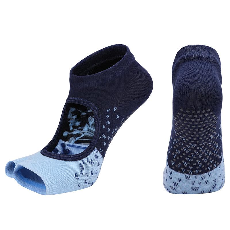 Chuyên nghiệp một nửa ngón chân yoga vớ Jacquard thoáng khí không trượt lưng phụ nữ chống trượt pilates khiêu vũ múa ba lê thể thao Color: Black Size: Women