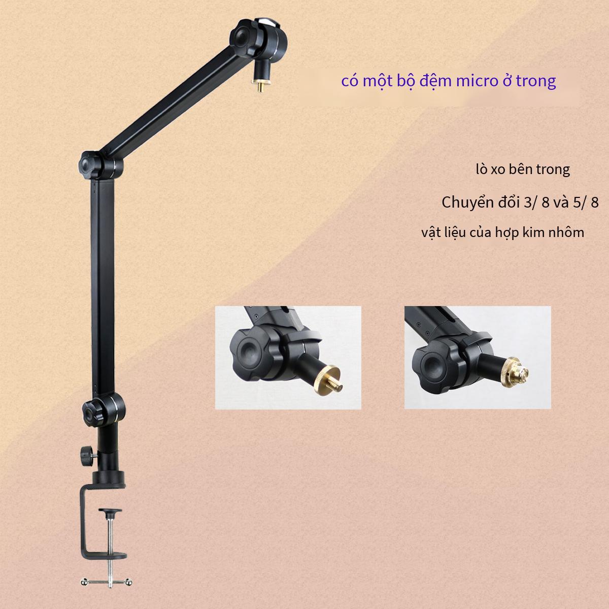Vật liệu hợp kim nhôm phong cách mới nhất Giá đỡ công xôn dày lò xo tích hợp chuyển đổi răng 3/8 và 5/8 chân đế micrô hai trong một