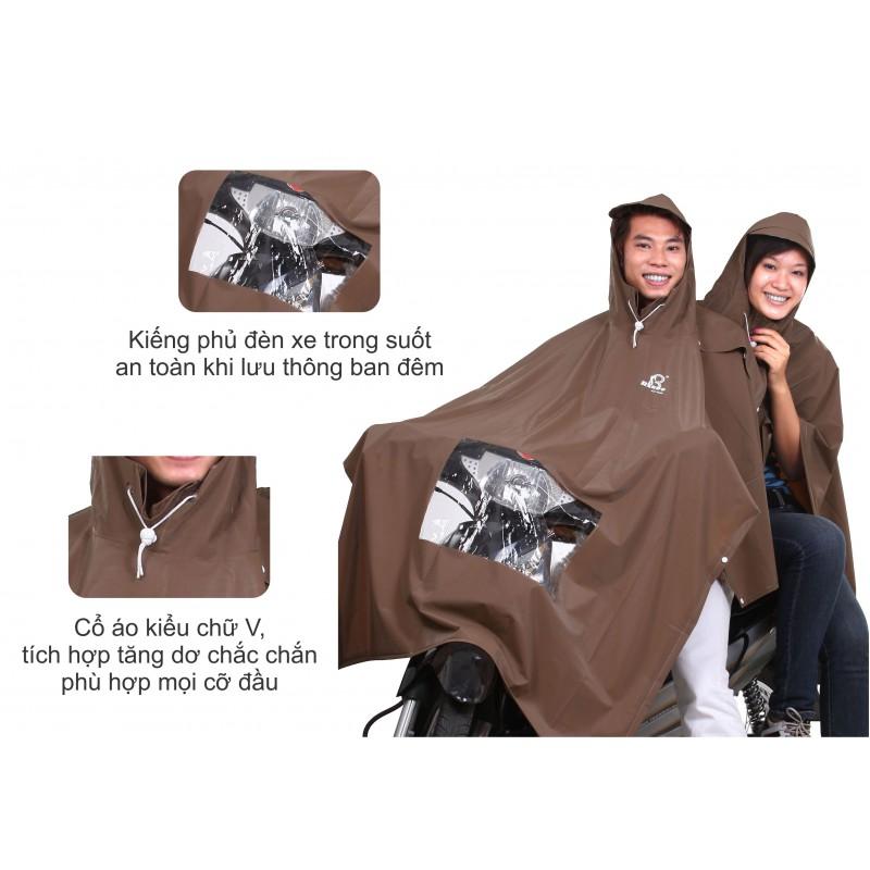 Áo mưa Poncho Cổ Rùa cao cấp 2 nón Kiếng 0.23mm dày dặn, cao cấp