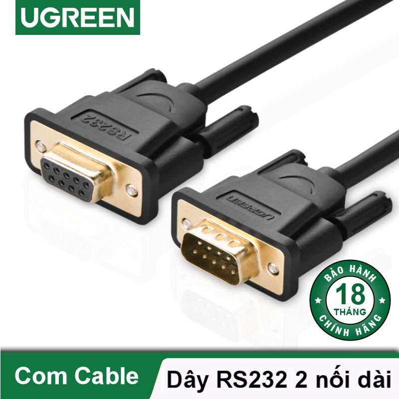 Cáp cổng Com Rs232 9 chân dương sang Com 9 chân âm (9M/9F) dài 3m chính hãng Ugreen 20147 hàng chính hãng